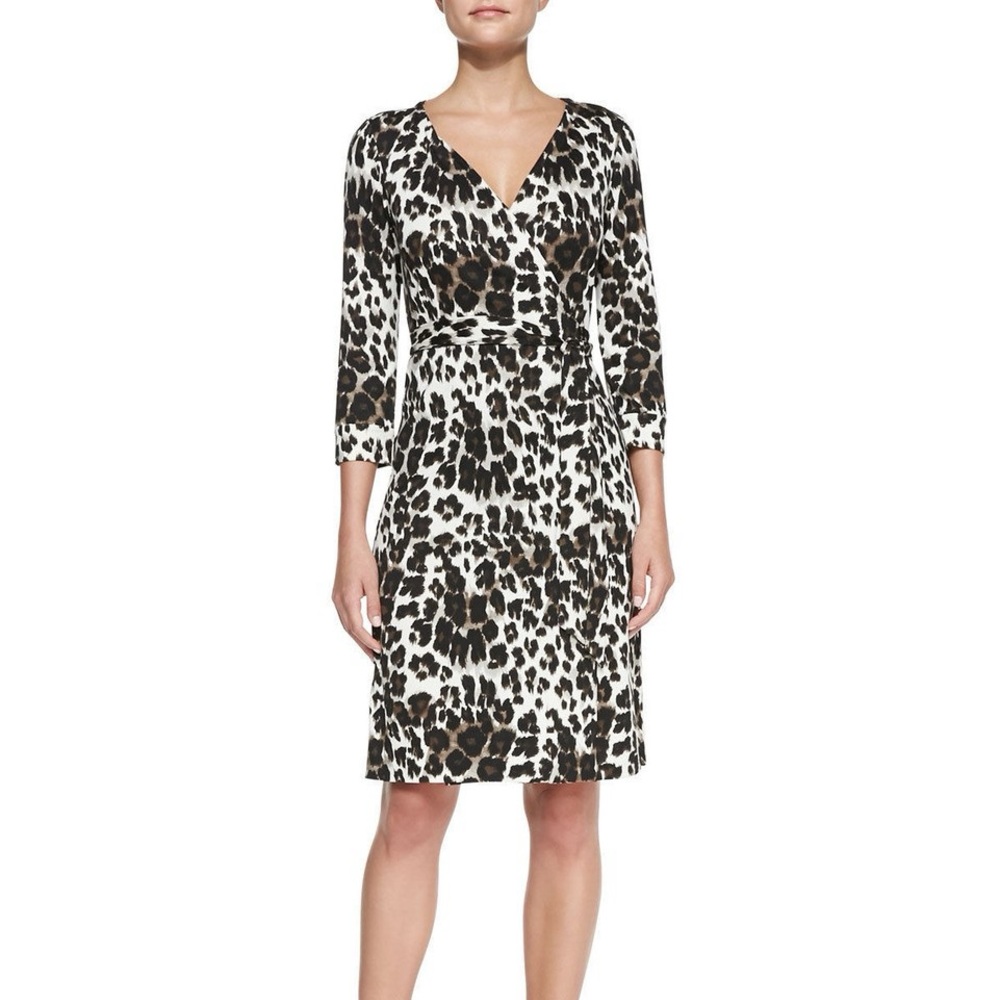 Diane Von Furstenberg Julian Silk Jersey Wrap Dress Leopard
